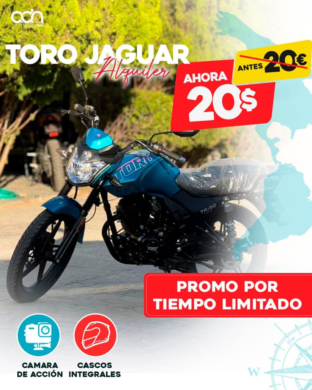 Moto Toro Jaguar disponible para alquilar
